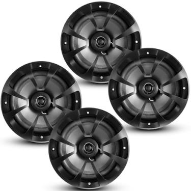 Imagem de Datanly 2 pares de alto-falantes de áudio automotivos coaxiais bidirecionais de alcance completo de 16,5 cm com som potente e fácil instalação, alto-falantes pretos para carro com resposta máxima de