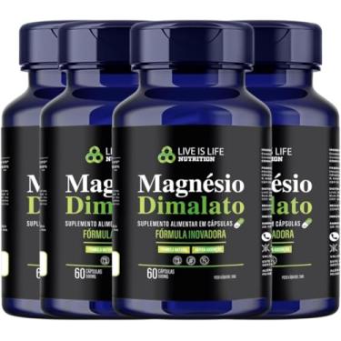 Imagem de kit 4 magnesio dimalato puro original 60 capsula 500 mg 2 capsula ao dia