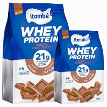 Imagem de 2 Unidades - Whey Protein Complemento Alimentar em pó Itambé 450 gr- Sabor Chocolate