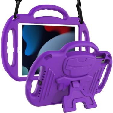 Imagem de LTROP Capa infantil para iPad 9ª geração, iPad 8ª/7ª geração, à prova de choque, alça de ombro com alça de ombro para iPad de 10,2 polegadas, 2021/2020/2019 (9ª/8ª/7ª geração), roxa