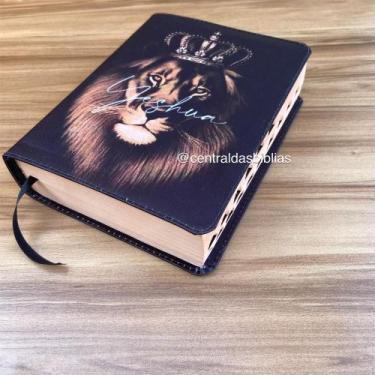 Imagem de Bíblia pequena leao coroa Com Harpa e corinhos E Índice Capa exclusiva