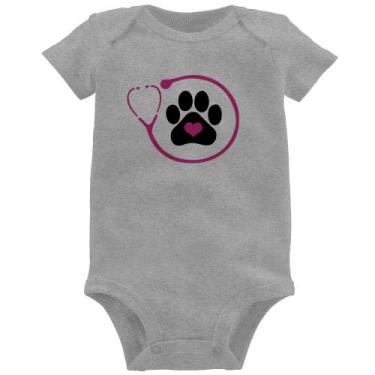 Imagem de Body Bebê Medicina Veterinária Patinha - Foca na Moda, Cinza, M