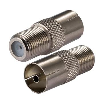 Imagem de POBADY TV Antena Cabo Coaxial Adaptador F Tipo Fêmea para TV Fêmea Adaptador DVB-T T2 Sintonizador de TV Adaptador de Antena HD TV para TV Ariel BK LED 4K 3D UHD TV (2 pcs)