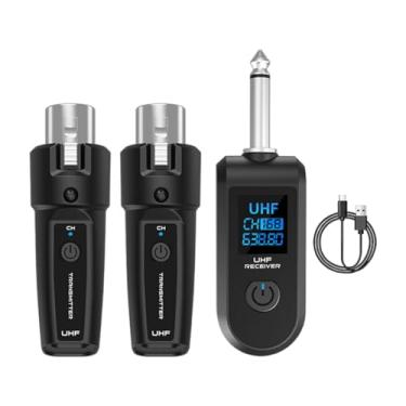 Imagem de Almencla de guitarra de receptor de transmissor de microfone com o de adaptador XLR do conversor de microfones LED para misturador de áudio, 1 in 2
