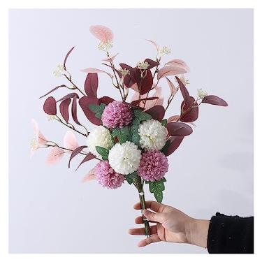 Imagem de Vaso de flores artificiais de seda branco, buquê de anêmona para casamento, casamento, casa, festa, quarto, decoração de mesa, planta, vaso de flores falsas (A)