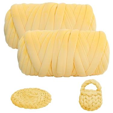 Imagem de Fio grosso para tricô de braço, fio de lã macio guofa de 2 kg para travesseiro, bolsa de tricô manual, cama de gato e decorações de casa DIY