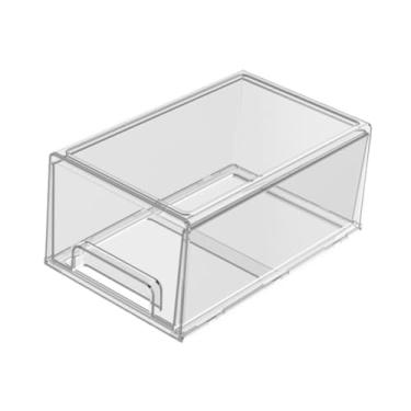 Imagem de WeiLaiKeQi Gaveta de armazenamento empilhável transparente, organizador de armazenamento de brinquedos Clear Packable Bin Cafe Solter para Closet, Desktop