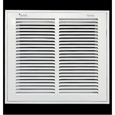 Imagem de Grade de filtro de ar de retorno de aço de 25,4 cm x 15,2 cm para filtro de 2,5 cm - dobradiça fixa - cobertura de duto HVAC - face plana estampada - branca [dimensões externas: 30,5 cm L x 21,5 cm