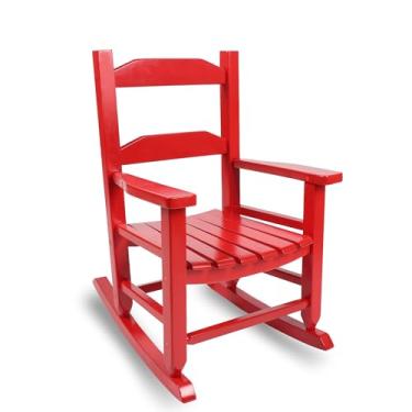 Imagem de Cadeira de balanço infantil de madeira interna para cadeira reclinável confortável para bebês crianças de 3 a 6 anos, espreguiçadeira ao ar livre para meninas, presente de Natal, vermelho