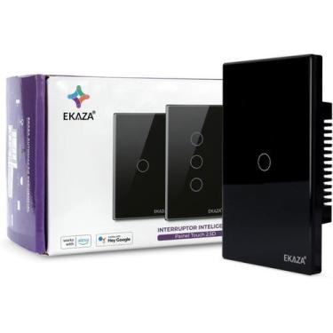Imagem de Interruptor 1 Botão Wifi Inteligente Touch Alexa preto Ekaza