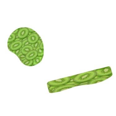 Imagem de Kit Mouse Pad E Apoio Teclado Ergonômico Kiwi Fresquinho
