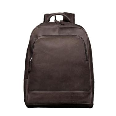 Imagem de Mochila masculina vintage de couro genuíno mochila de viagem ao ar livre para homens de grande capacidade Bolsa(Dark Brown)