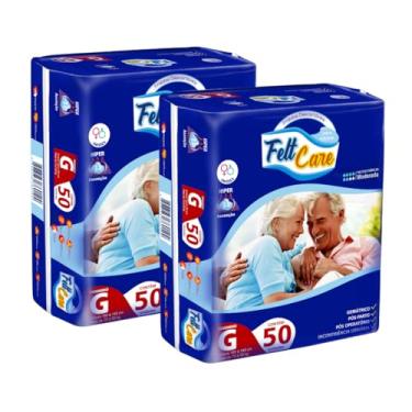Imagem de Kit com 2 Pacotes Fralda Descartável Geriátrica Felt Care Adulto G 50 Uni Incontinência Fita