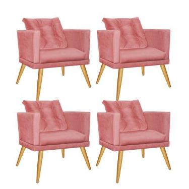 Imagem de Kit 04 Poltrona Cadeira Lucia Confort Com almofada Sala Recepção Escri