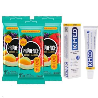 Imagem de Preservativos Camisinhas Cores E Sabores Prudence 3 pacotes + Kmed 25 