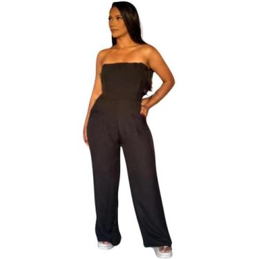 Imagem de Macacão Feminino de Alfaitaria Preto com Calça Pantalona - Fortaleza J