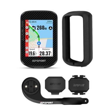Imagem de iGPSPORT BSC300T Conjunto de computador GPS para bicicleta com tela sensível ao toque, computador de navegação mapa, com sensor de cadência de velocidade, capa de montagem externa