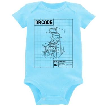 Imagem de Body Bebê Arcade Fliperama Projeto - Foca na Moda, Azul bebê, GG
