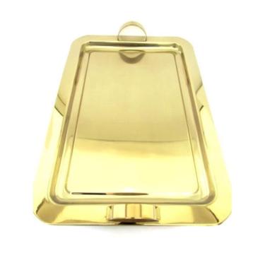 Imagem de Bandeja Retangular Média Dourada Fineza