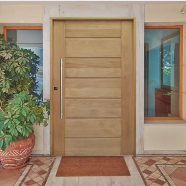 Imagem de Kit Porta de Madeira Pivotante 210x140cm Batente 14Cm Fechadura 803 Rolete 3B Hale Esquadrias