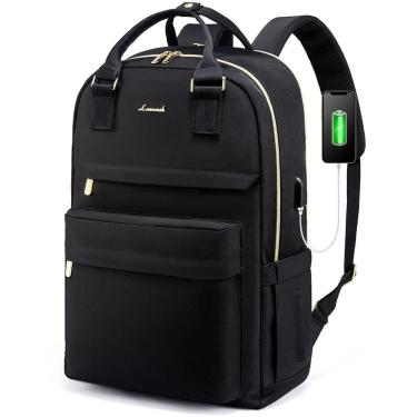 Imagem de Mochila para laptop LOVEVOOK para mulheres de 17,3" com porta USB à prova d`água