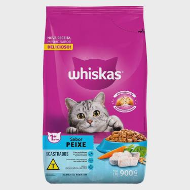 Imagem de Ração Whiskas Peixe Gato Castrados 900g