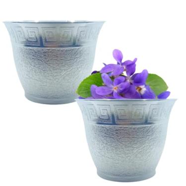 Imagem de Kit 2 Vasos Redondos 9cm Cachepô Prata indicado para Violeta - COR: Prata