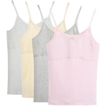 Imagem de Sutiãs de treinamento para meninas, forro de algodão puro, roupa íntima, camisetas para meninas adolescentes, regatas infantis, Cami-branco bege cinza rosa, 7-8 Anos