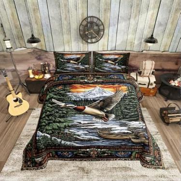 Imagem de Castle Fairy Conjunto de edredom casal de animais de pato caçando aventura, meninos e meninas, conjunto de edredom para decoração de quarto de adolescentes, campesca, barco, microfibra macia, 3 peças