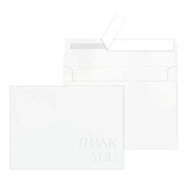 Imagem de Envelopes A7 para convites 12 x 17 cm com fonte de letras de agradecimento em relevo (branco, 100 unidades)