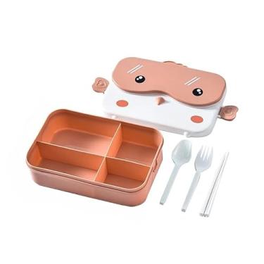 Imagem de Lancheira Pote Infantil Divisórias Bento Box 900 Ml Talher Microondas Escolar Infantil(Rosa.)