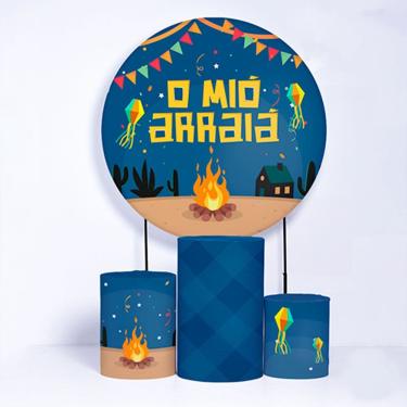 Imagem de Kit Painel de Festa Redondo e Trio de Cilindros Festa Junina - Fera Print
