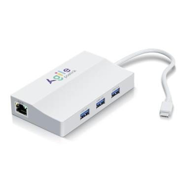 Imagem de AGILEPOELINK Hub Poe Para Usb C, Adaptador Usb-C Para Ethernet Multiporta Plug & Play, 5 Em 1 (Gigabit Ethernet, 23 W Alimentado Por Poe 802.3At, 3*Usb 3.0) Para Adaptador Tipo C Para Smartphone/Tab