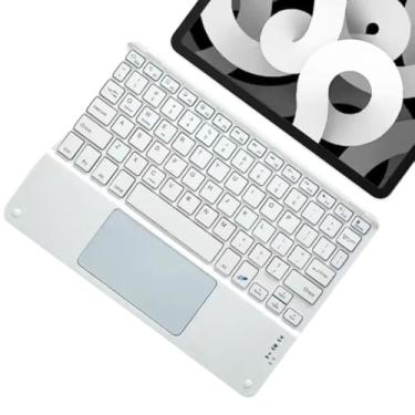 Imagem de Teclado Sem Fio Bluetooth com TouchPad - Compacto, Ergonômico, Recarga Rápida, Ideal para Notebook e Smart TV (Branco)