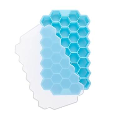 Imagem de Forma Gelo Silicone Colmeia P Garrafa Com Tampa 37 Cavidades(Azul)