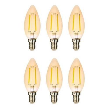 Imagem de Kit 6 Lampadas LED Filamento Vela Galaxy E14 C35 2W 2200K
