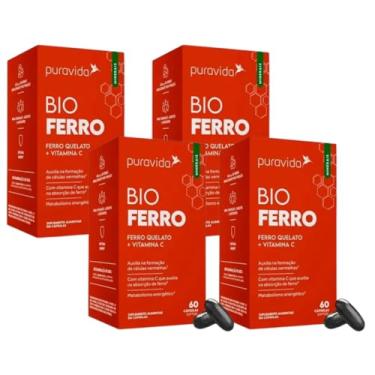 Imagem de 4x Bio Ferro Quelato + Vitamina C 60 Cápsulas - Pura vida