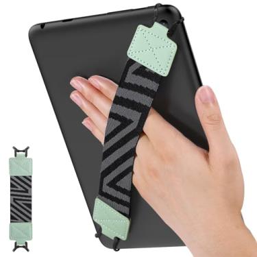 Imagem de MoKo Alça de mão de segurança para tablet de 9 a 11 polegadas, iPad/iPad Pro/iPad Air/Kindle Fire HD/Samsung, alça de mão versátil de alta elasticidade, suporte de dedo leve, verde menta