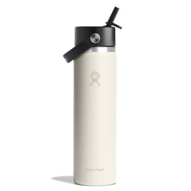 Imagem de Hydro Flask Garrafa com tampa de canudo flexível de 680 g - aço inoxidável isolado - tampa larga de palha, não derrama, à prova de vazamento em marfim
