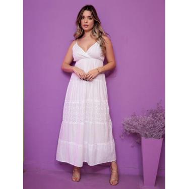 Imagem de Vestido Longo Branco De Alcinha Ajustável Com Forro 599 - Deeyaa India