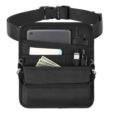 Imagem de Likesing Bolsa de cintura para garçonete, avental de garçonete preto com bolsos, aventais de servir 5 em 1 para garçonetes com cinto ajustável, cinto utilitário para mulheres e homens, para