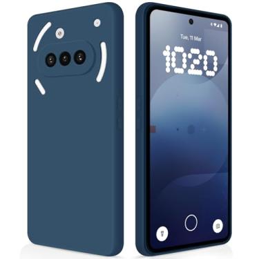 Imagem de GiiYoon Capa para Nothing Phone 3a, capa protetora de corpo inteiro com toque suave e sedoso, case à prova de choque com forro em microfibra - Azul