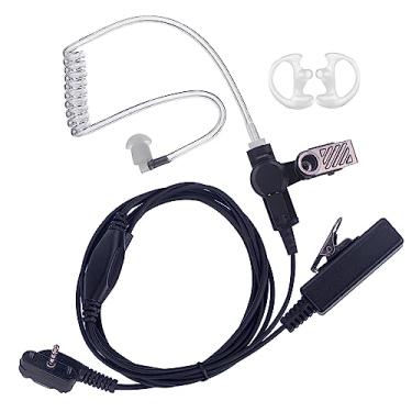 Imagem de KANMIT Fone de ouvido para Motorola Vertex Standard Radio VX-261 EVX-261 VX-231 EVX-531 EVX-534 VX-180 VX-298 VX-350 VX-351 com um par de fones de ouvido médios de tubo acústico oculto e microfone PTT