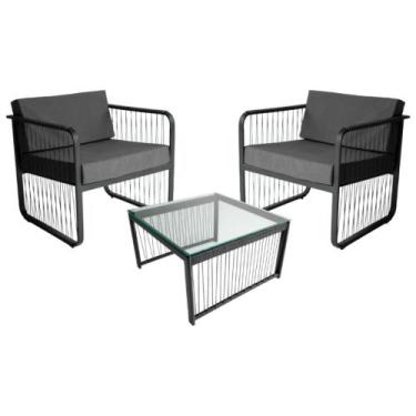 Imagem de Conjunto 2 Poltrona e 1 Mesa de Centro Santiago em Alumínio e Fibra Si