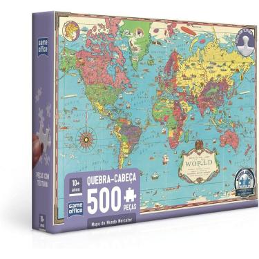 Imagem de Quebra Cabeça Mapa Do Mundo Mercator - 500 Peças Toyster