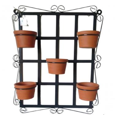 Imagem de Suporte Ferro Plantas Quadrado Preto 5 Vasos