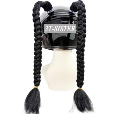 Imagem de 3T-SISTER Tranças tranças com ventosa para motocicleta, esqui, decoração de capacete de bicicleta, 2 peças, cor vermelha rosa
