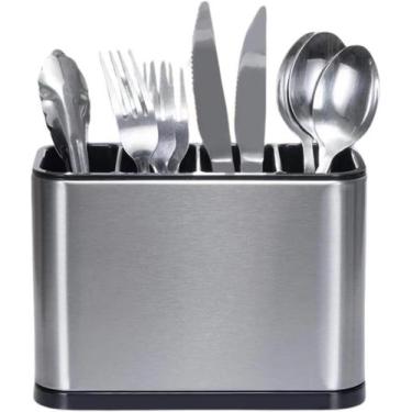 Imagem de Super Porta Talheres Escorredor 4 Divisorias Drenagem De Água Aço inox