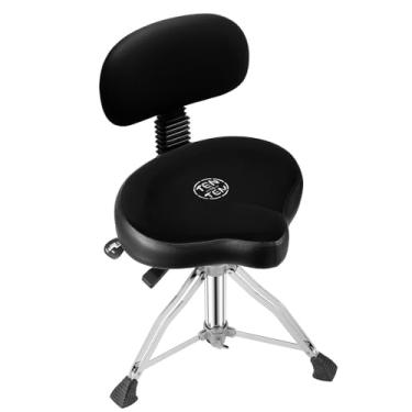 Imagem de TENTOTEN Trono de tambor com encosto, banco de tambor para adultos | Trono de tambor hidráulico com encosto ajustável de ângulo de 45°, assento de bateria resistente para bateristas profissionais