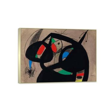 Imagem de Joan Miró Famosas Impressões em Tela-Imagem arte parede lona-Moldura Prata Pintura decoração quarto Sala de estar(sem título 5) 50x70cm-19x27in